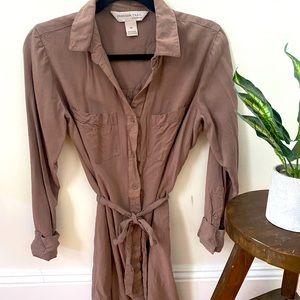 Freedom Trail Shirt Dress - Tan, button-up, sachet